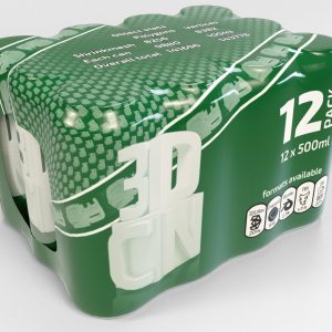 12x 500ml cans in a plastic shrinkwrap