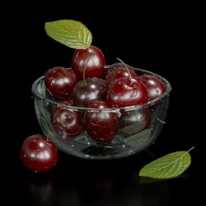 Cherries with  water drops