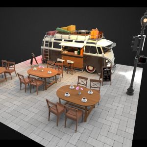 Coffee mobile shop with machine detailed