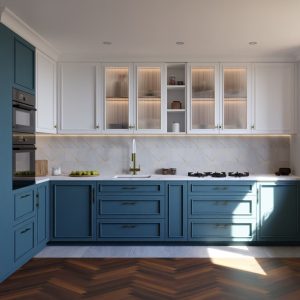 Contemporary-Classic American Style L-shape Kitchen