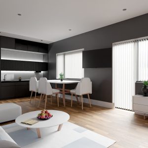 Interior Living Room Kitchen