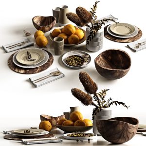 Table setting with oranges